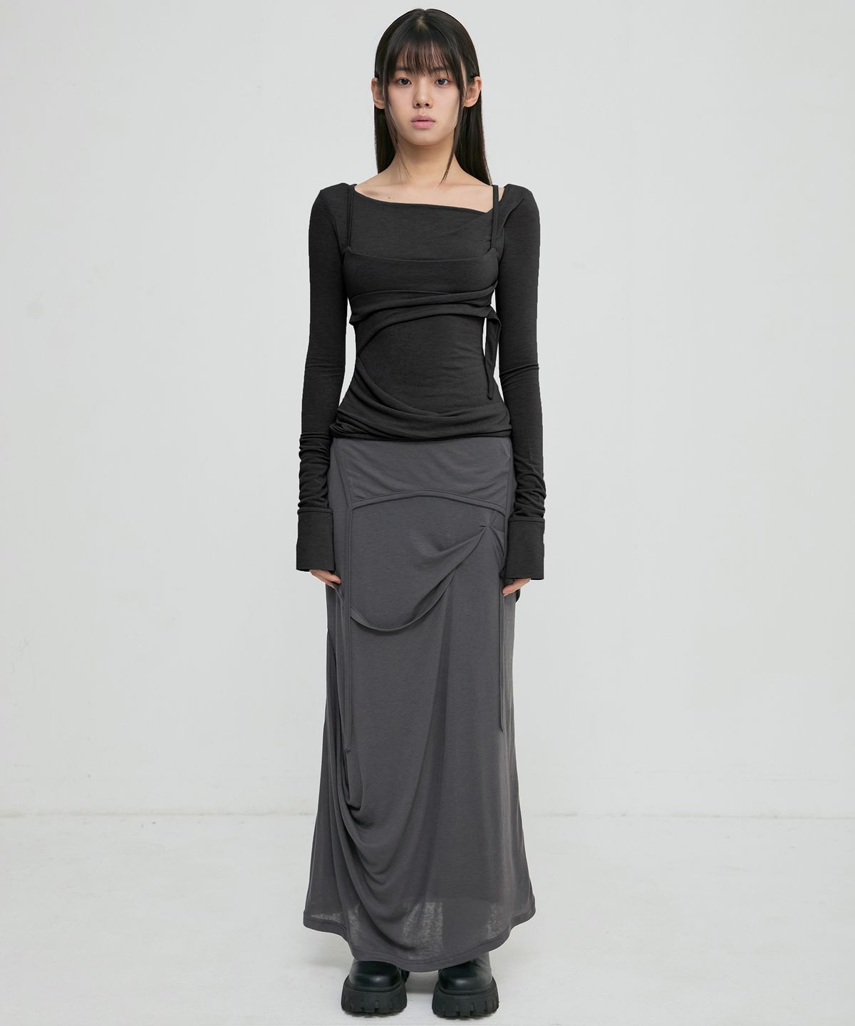 플레어업(FLAREUP) Layered Bustier Long Sleeve (FL-105_Black)