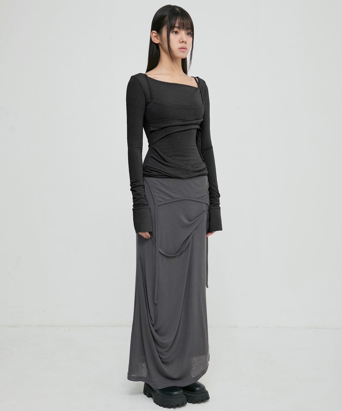 플레어업(FLAREUP) Layered Bustier Long Sleeve (FL-105_Black)