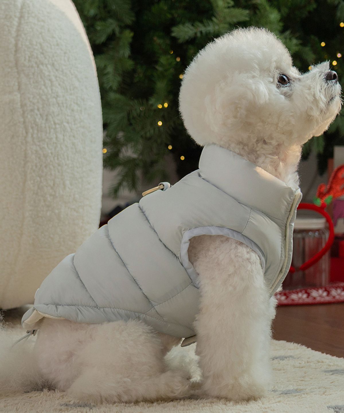 베일리(BAILEY) 강아지 패딩 하네스옷 스노우팝 코튼블루