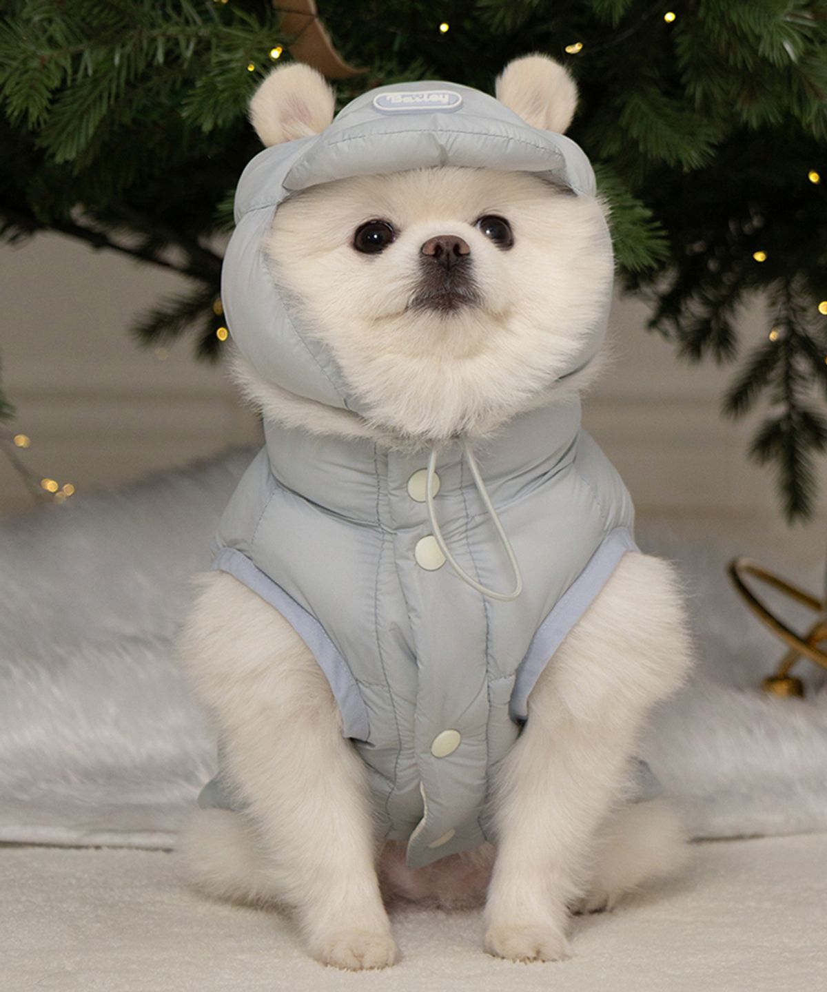 베일리(BAILEY) 강아지 패딩 하네스옷 스노우팝 코튼블루