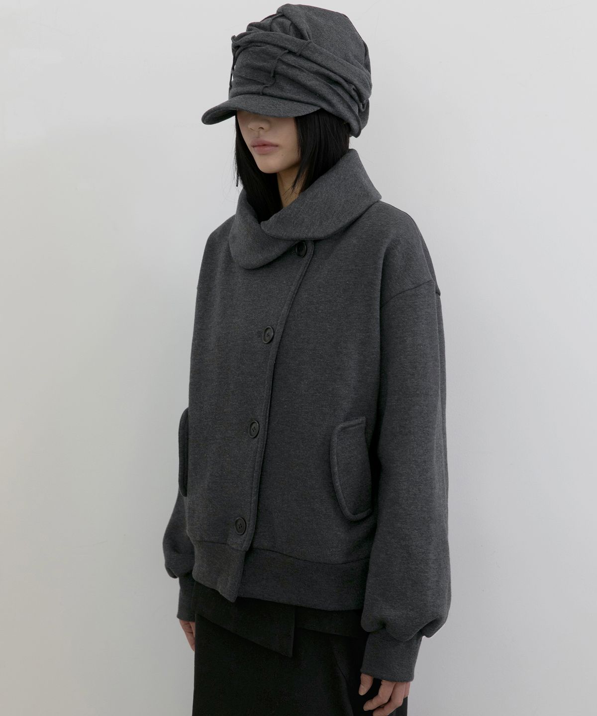 플레어업(FLAREUP) Asymmetrical Layered Jacket (FL-102_Charcoal)