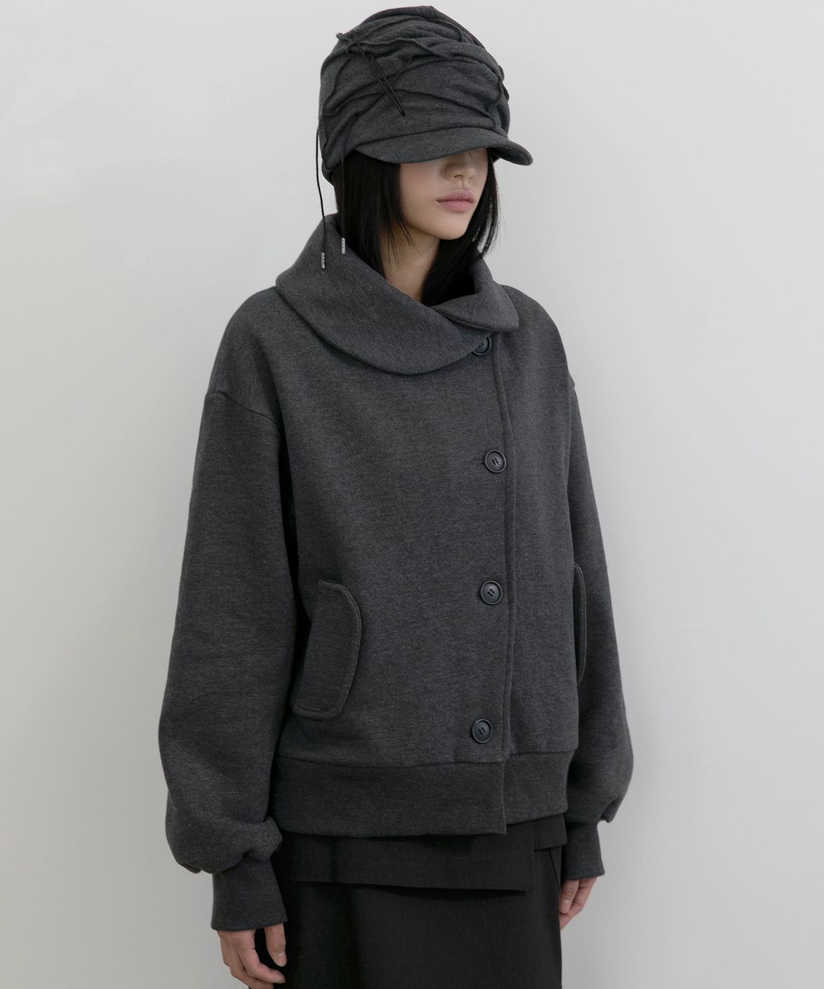 플레어업(FLAREUP) Asymmetrical Layered Jacket (FL-102_Charcoal)