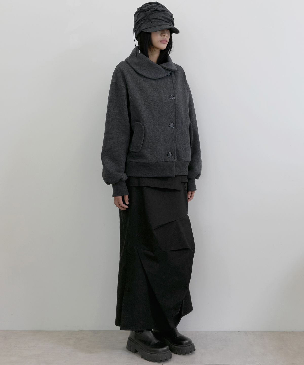 플레어업(FLAREUP) Asymmetrical Layered Jacket (FL-102_Charcoal)