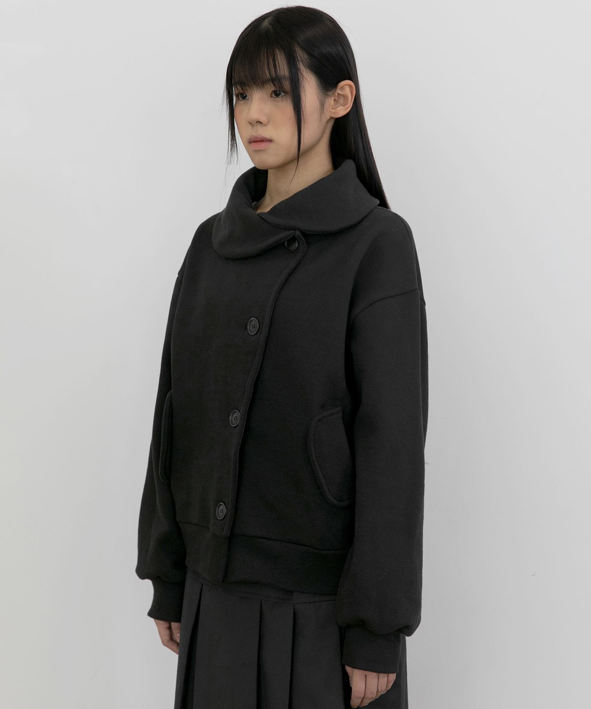 플레어업(FLAREUP) Asymmetrical Layered Jacket (FL-102_Black)