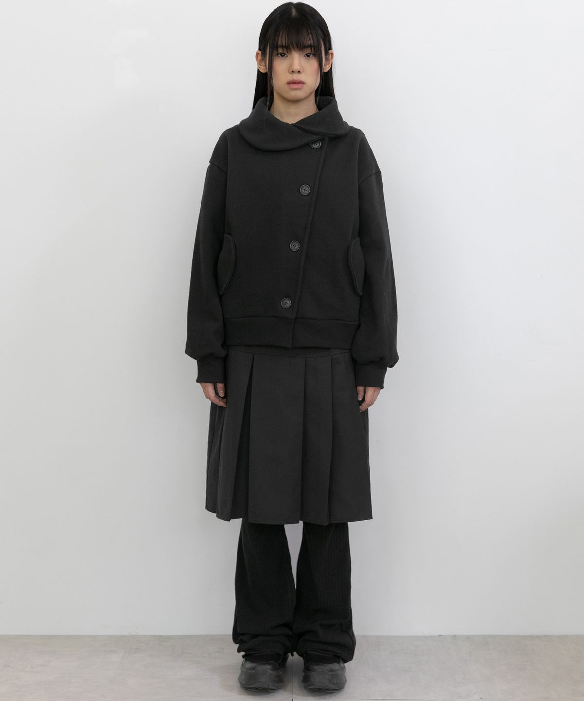 플레어업(FLAREUP) Asymmetrical Layered Jacket (FL-102_Black)