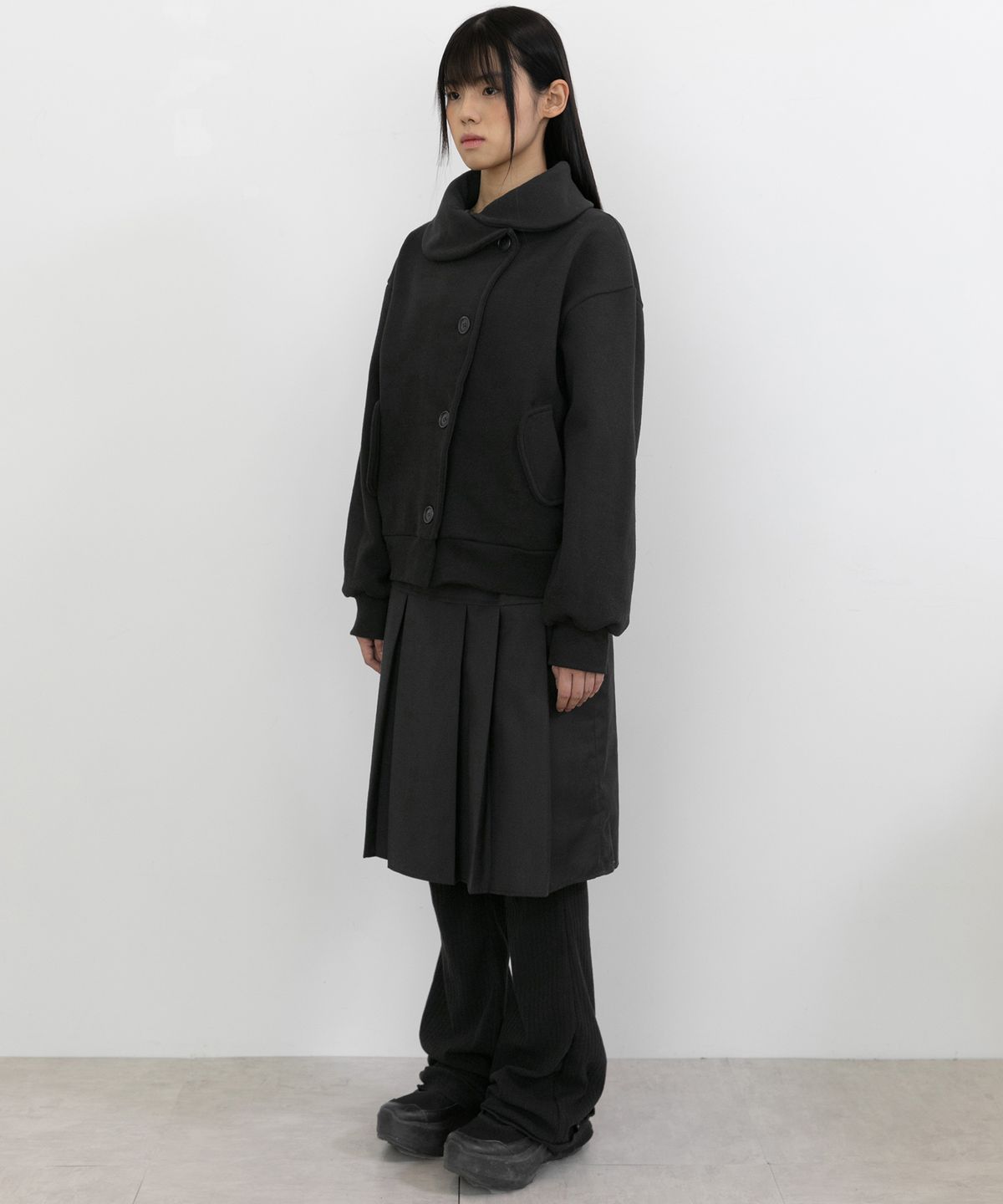 플레어업(FLAREUP) Asymmetrical Layered Jacket (FL-102_Black)