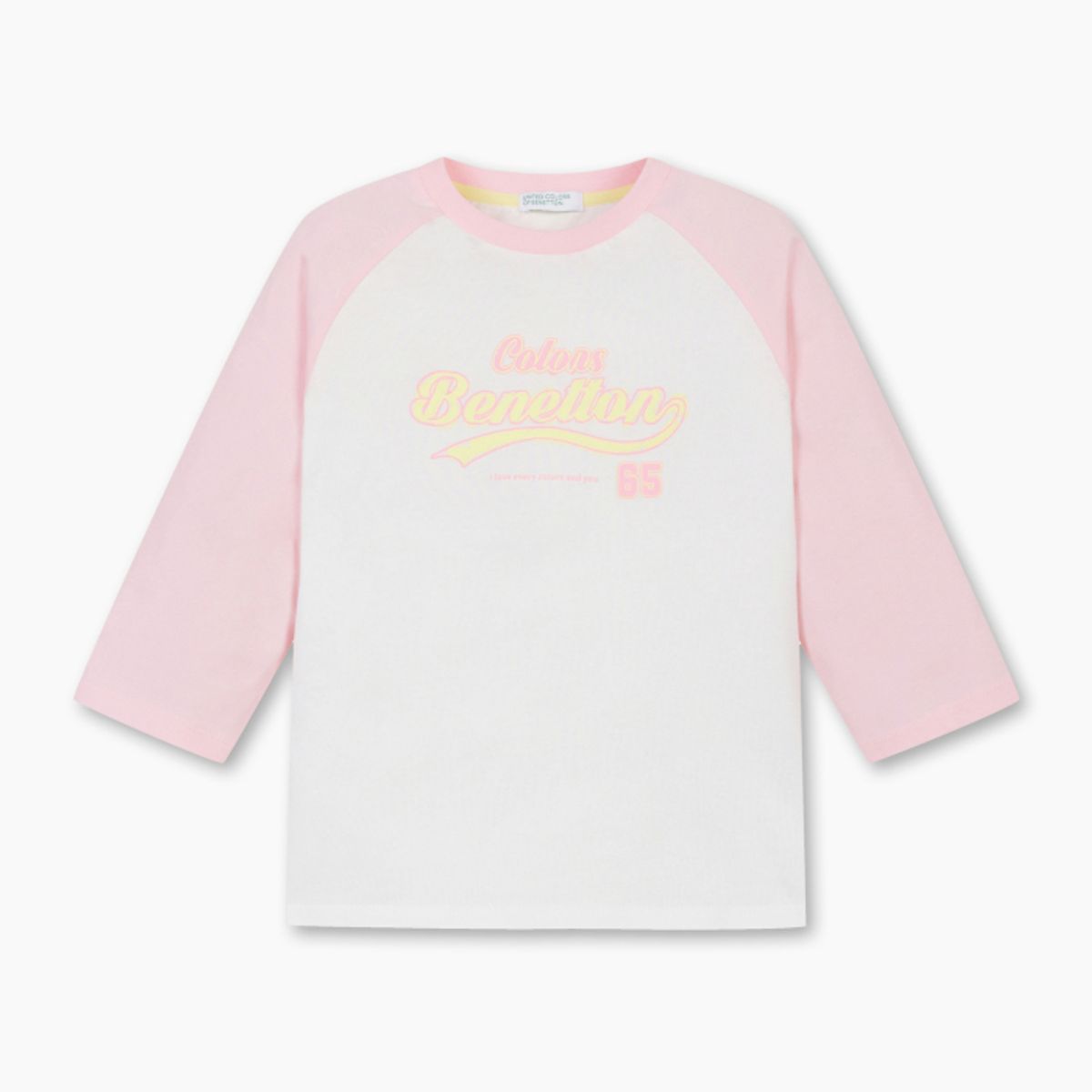 베네통키즈(BENETTONKIDS) 배색 래글런 티셔츠_QATS05611PK