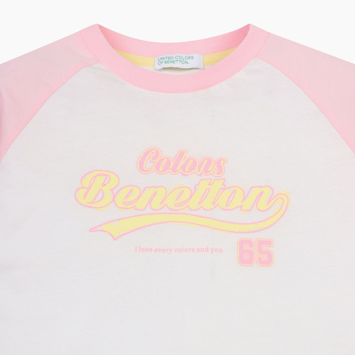 베네통키즈(BENETTONKIDS) 배색 래글런 티셔츠_QATS05611PK