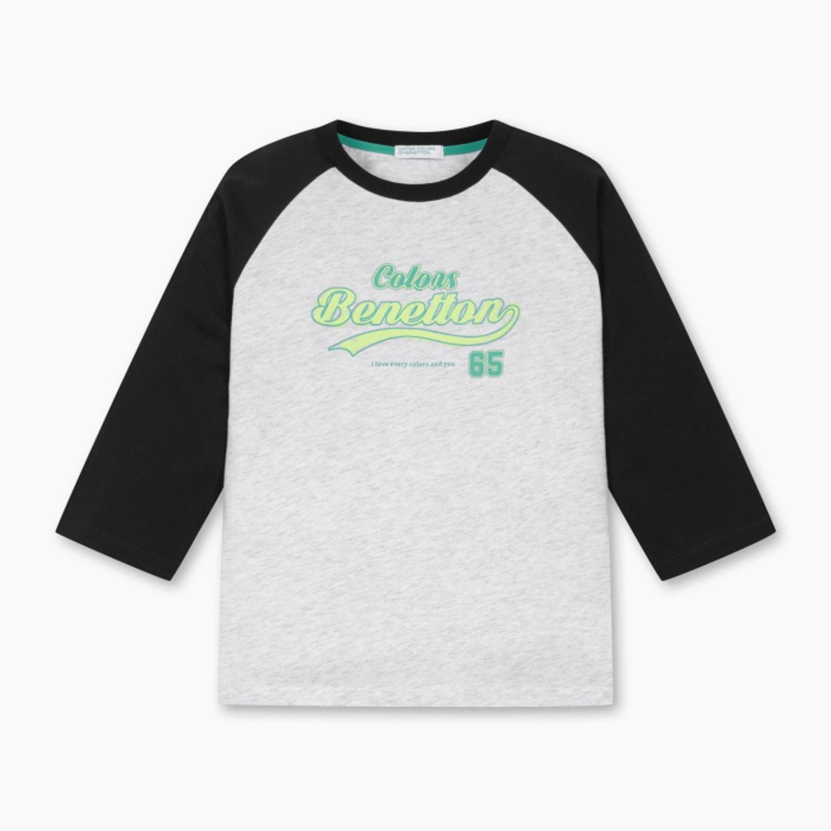 베네통키즈(BENETTONKIDS) 배색 래글런 티셔츠_QATS05611BK