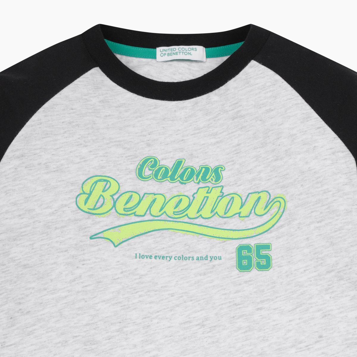 베네통키즈(BENETTONKIDS) 배색 래글런 티셔츠_QATS05611BK