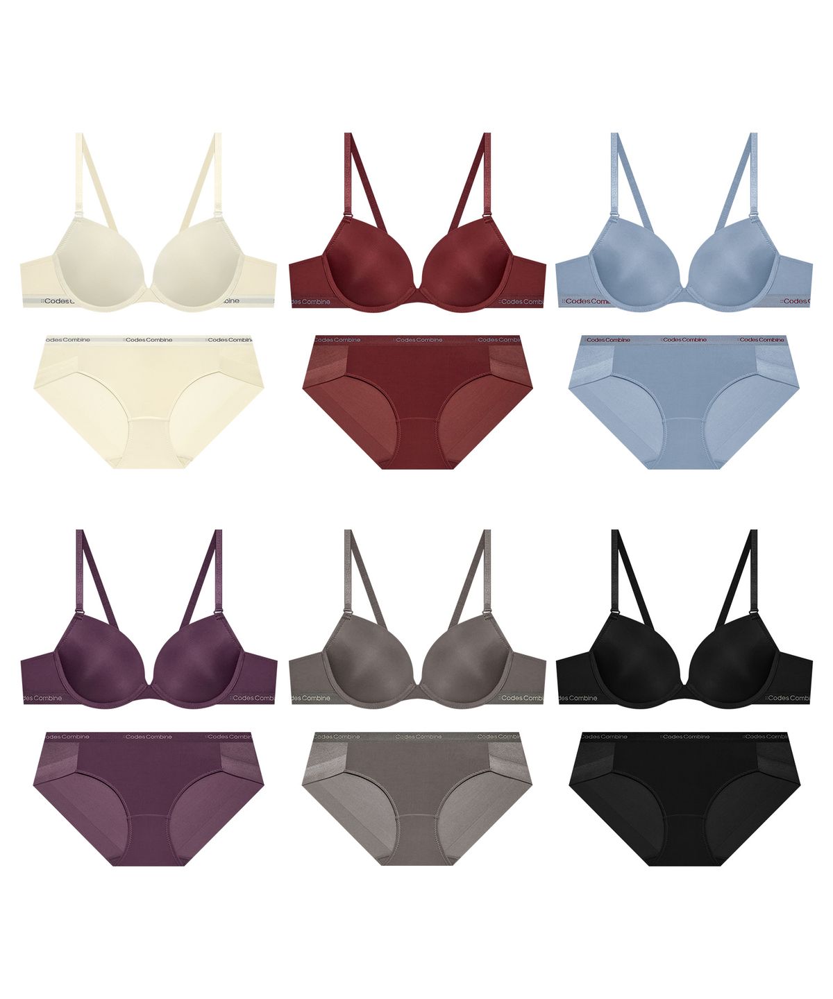 코데즈컴바인 이너웨어(CODES COMBINE INNERWEAR) 에센셜 컴포트 브라 햄팬티 세트_6Colors