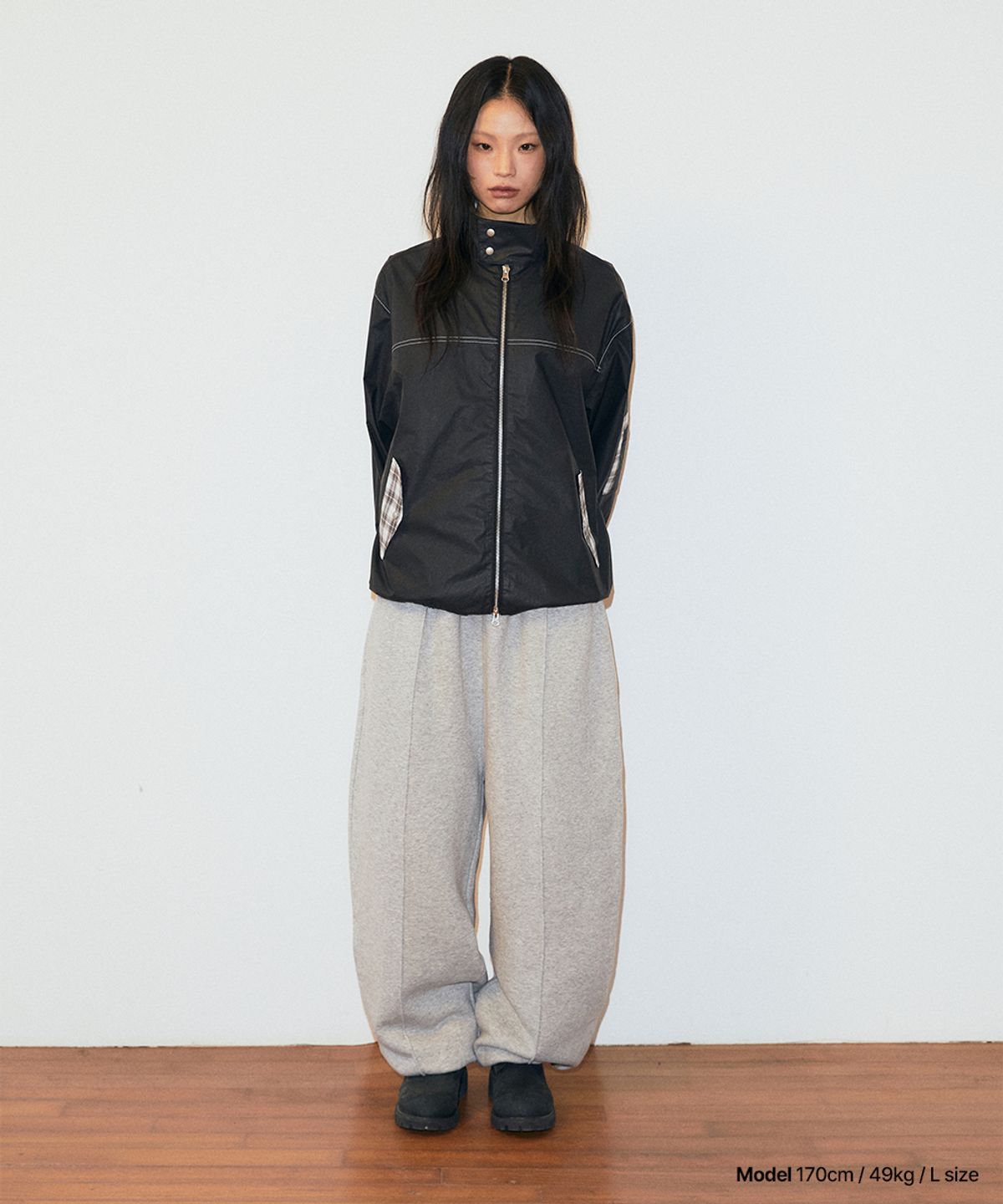 마하그리드(MAHAGRID) CHECK HARRINGTON JACKET BLACK(MG2GSMB962A)