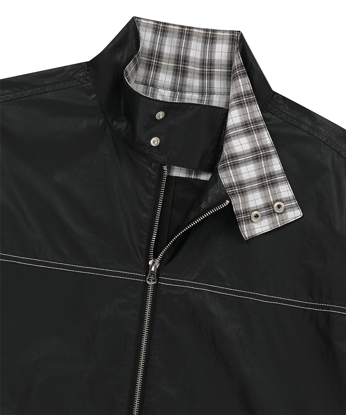 마하그리드(MAHAGRID) CHECK HARRINGTON JACKET BLACK(MG2GSMB962A)