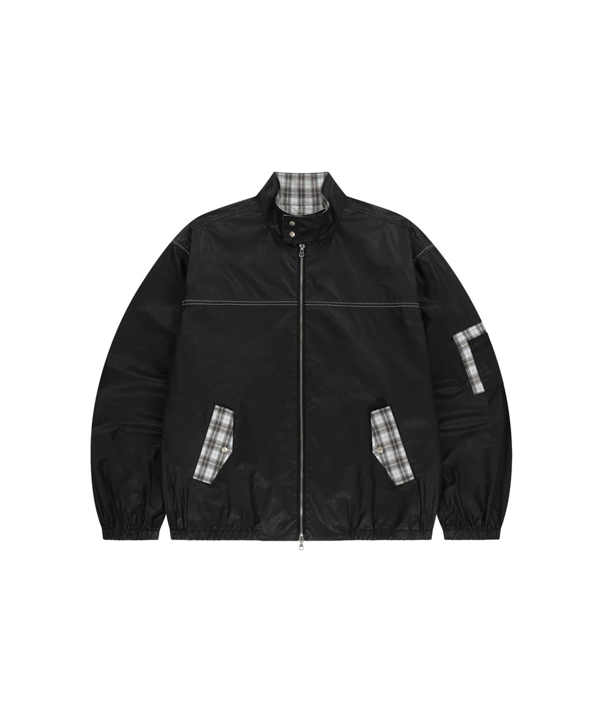 마하그리드(MAHAGRID) CHECK HARRINGTON JACKET BLACK(MG2GSMB962A)