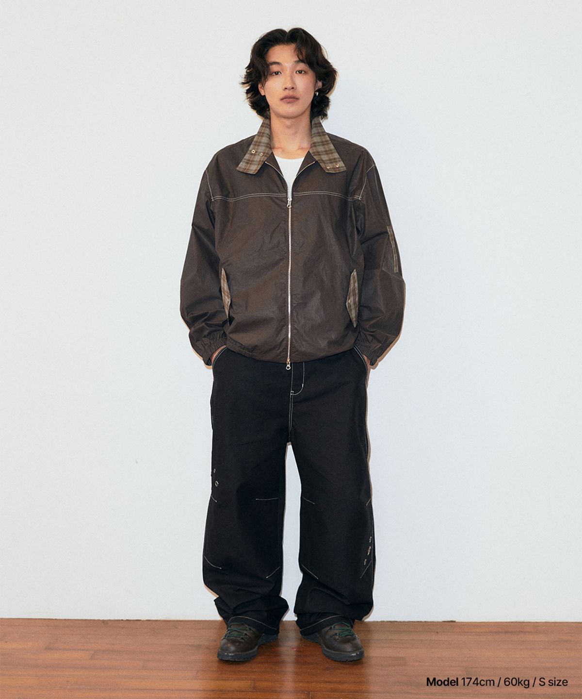 마하그리드(MAHAGRID) CHECK HARRINGTON JACKET BROWN(MG2GSMB962A)