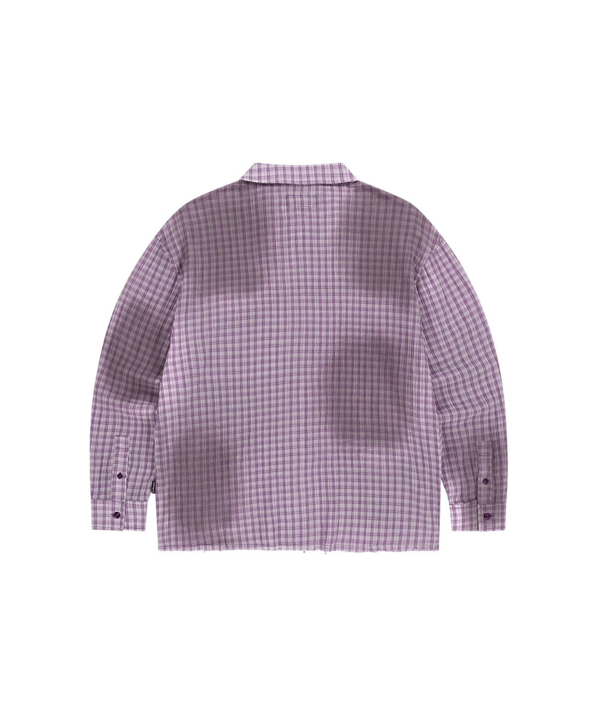 마하그리드(MAHAGRID) SPRAY DYEING CHECK CROP SHIRT PURPLE(MG2GSMW322A)