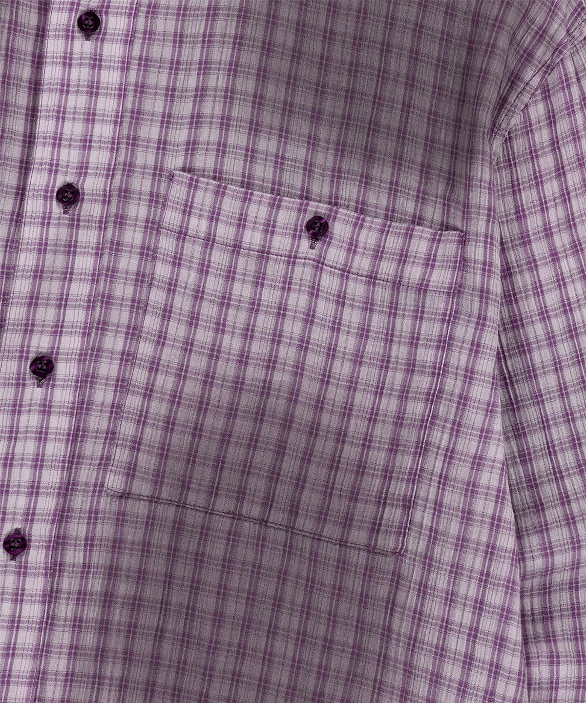 마하그리드(MAHAGRID) SPRAY DYEING CHECK CROP SHIRT PURPLE(MG2GSMW322A)