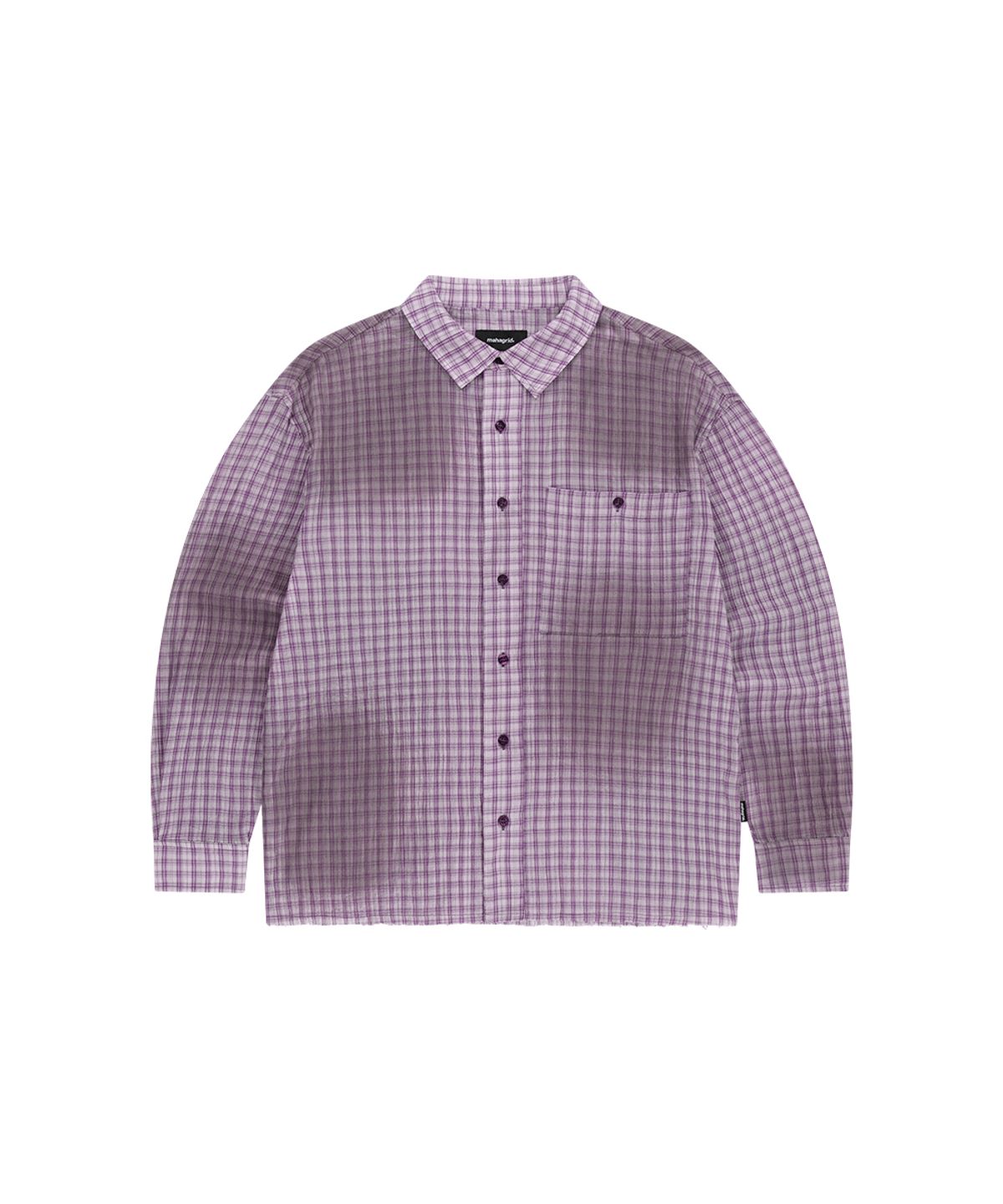 마하그리드(MAHAGRID) SPRAY DYEING CHECK CROP SHIRT PURPLE(MG2GSMW322A)