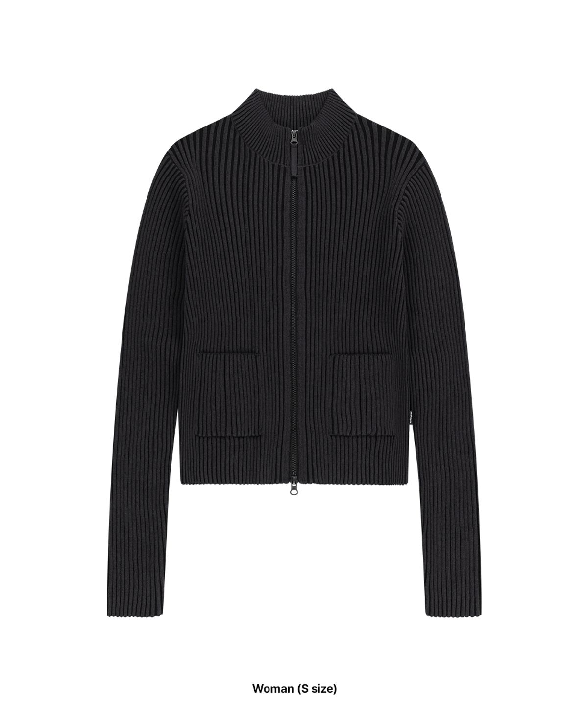 마하그리드(MAHAGRID) TWO TONE ZIP UP CARDIGAN BLACK(MG2GSMK686A)