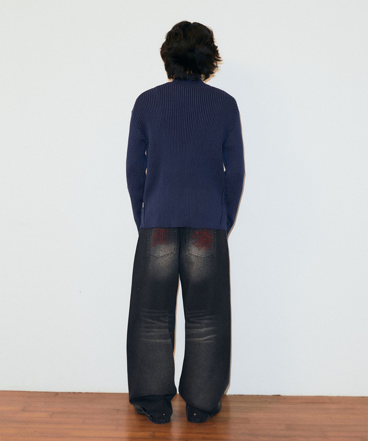 마하그리드(MAHAGRID) TWO TONE ZIP UP CARDIGAN BLACK(MG2GSMK686A)