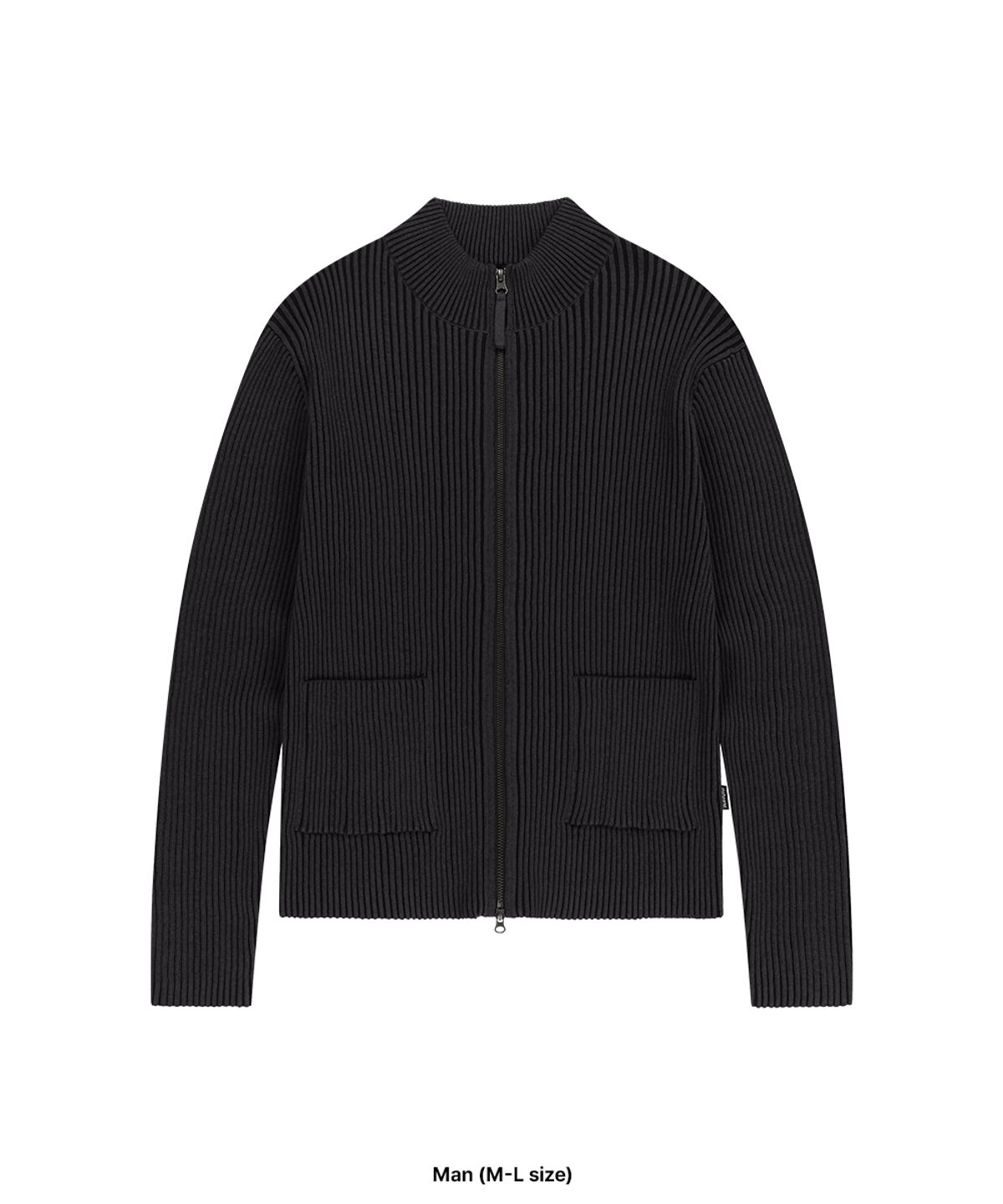 마하그리드(MAHAGRID) TWO TONE ZIP UP CARDIGAN BLACK(MG2GSMK686A)
