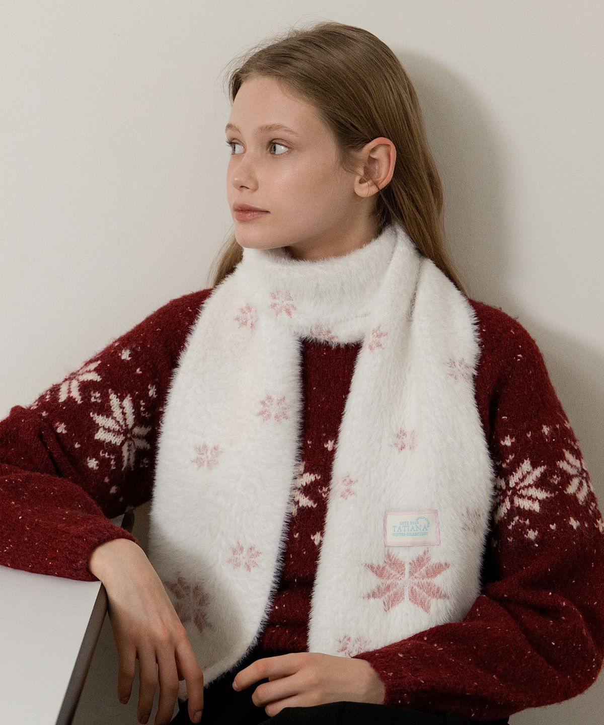 타티아나(TATIANA) 노르딕 스노우 니트 머플러 MF8229 2컬러