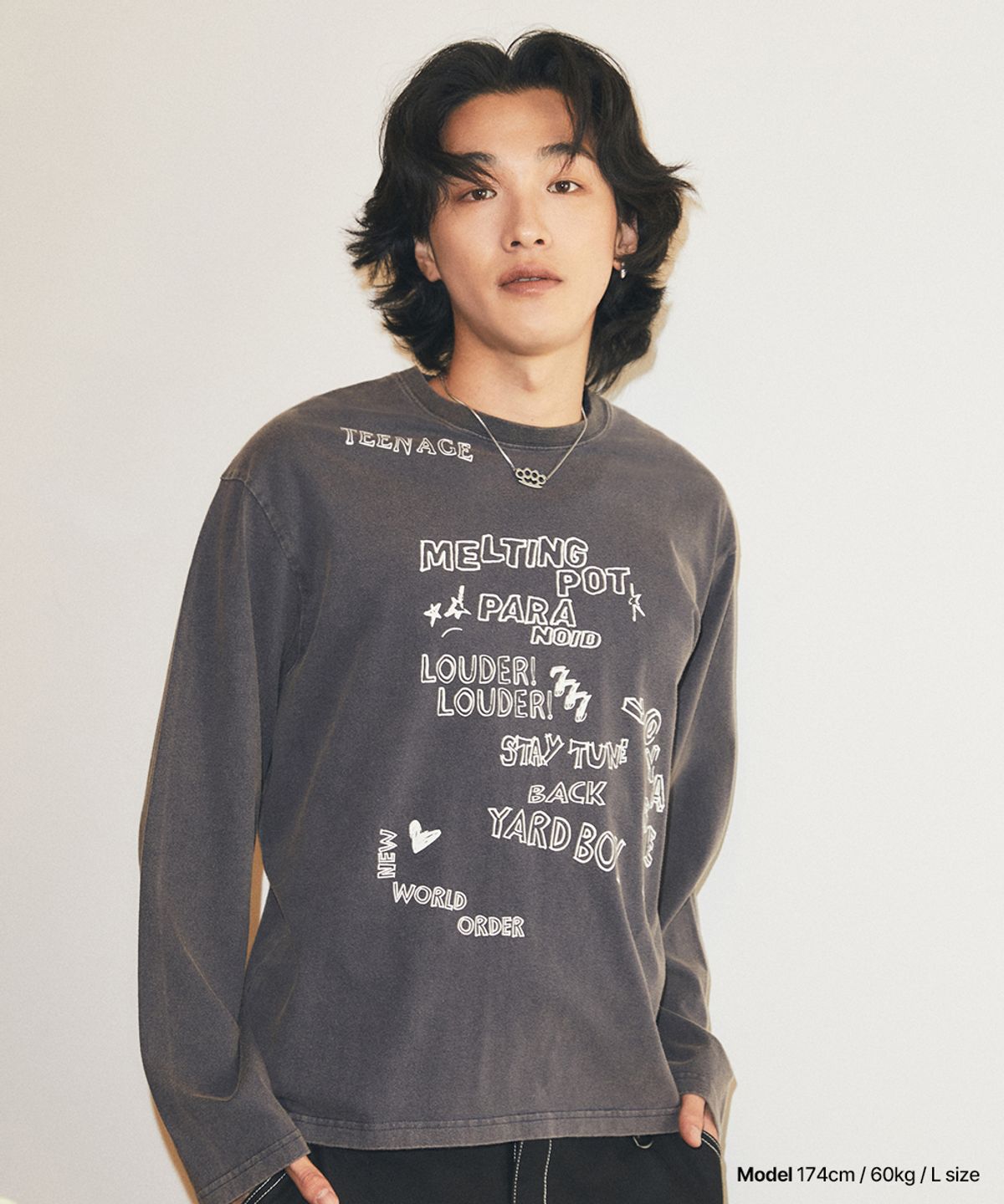 마하그리드(MAHAGRID) WASHED 10YEARS LS TEE NAVY(MG2GSMT565A)