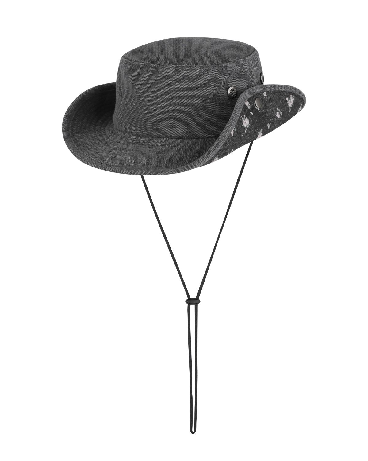 더뮤지엄비지터(THEMUSEUMVISITOR) FLORAL SAFARI HAT (CHARCOAL)