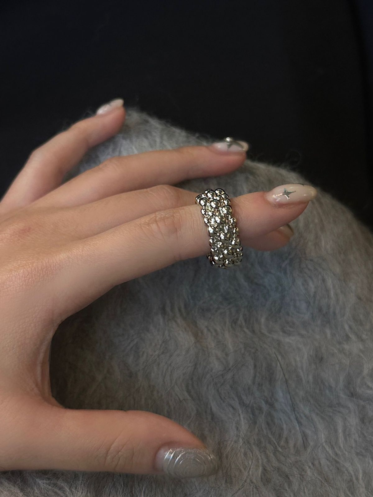 아포엠(APOEM) Crystal Pavé Open Ring