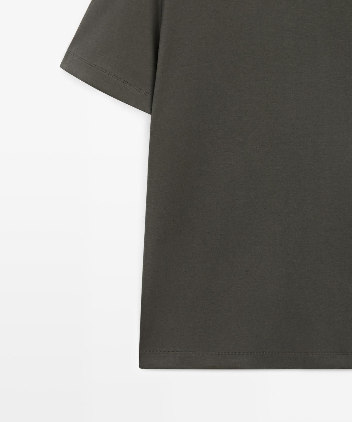 마시모두띠(MASSIMO DUTTI) 콘트라스트 넥 100% 코튼 티셔츠