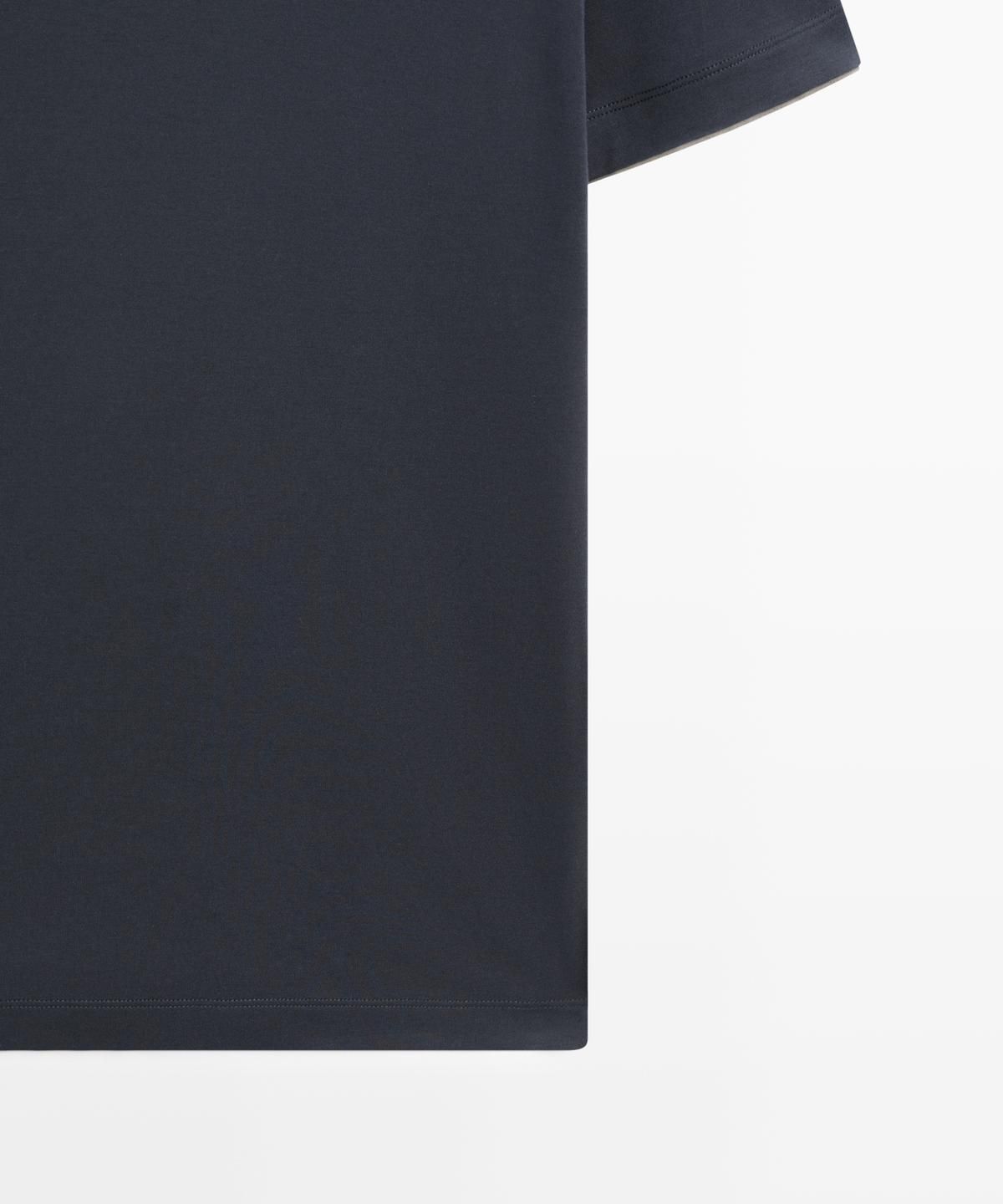 마시모두띠(MASSIMO DUTTI) 콘트라스트 넥 100% 코튼 티셔츠