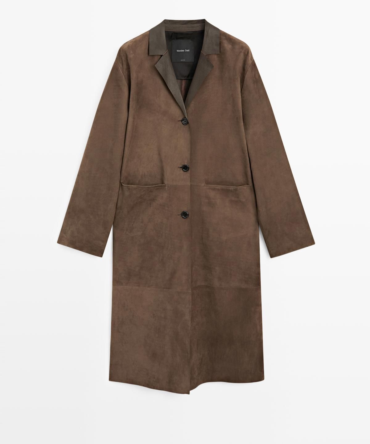 마시모두띠(MASSIMO DUTTI) 스웨이드 레더 롱 코트