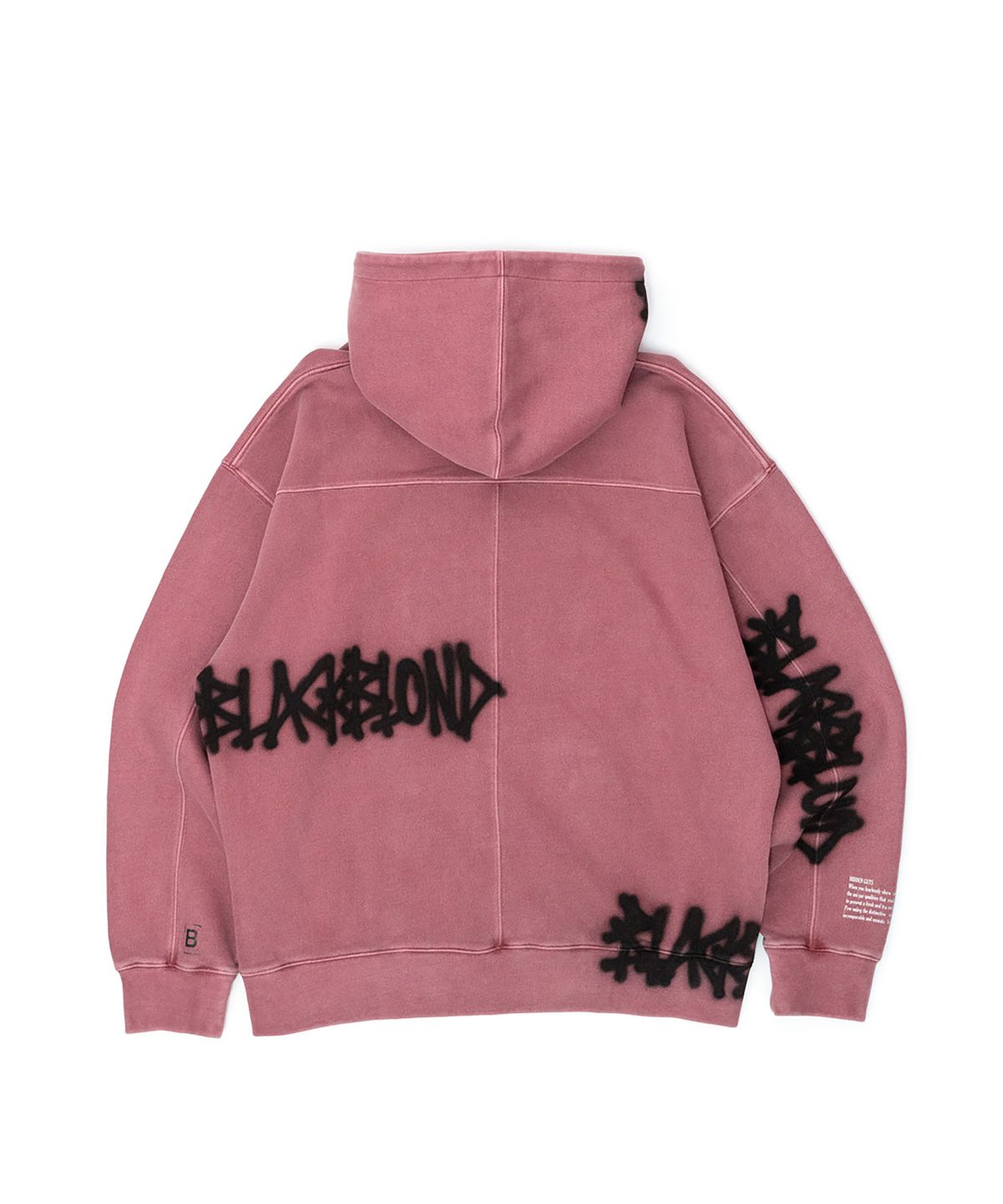 블랙블론드(BLACKBLOND) 비비디 디스오더 그래피티 로고 피그먼트 후디 (더스트 로즈)