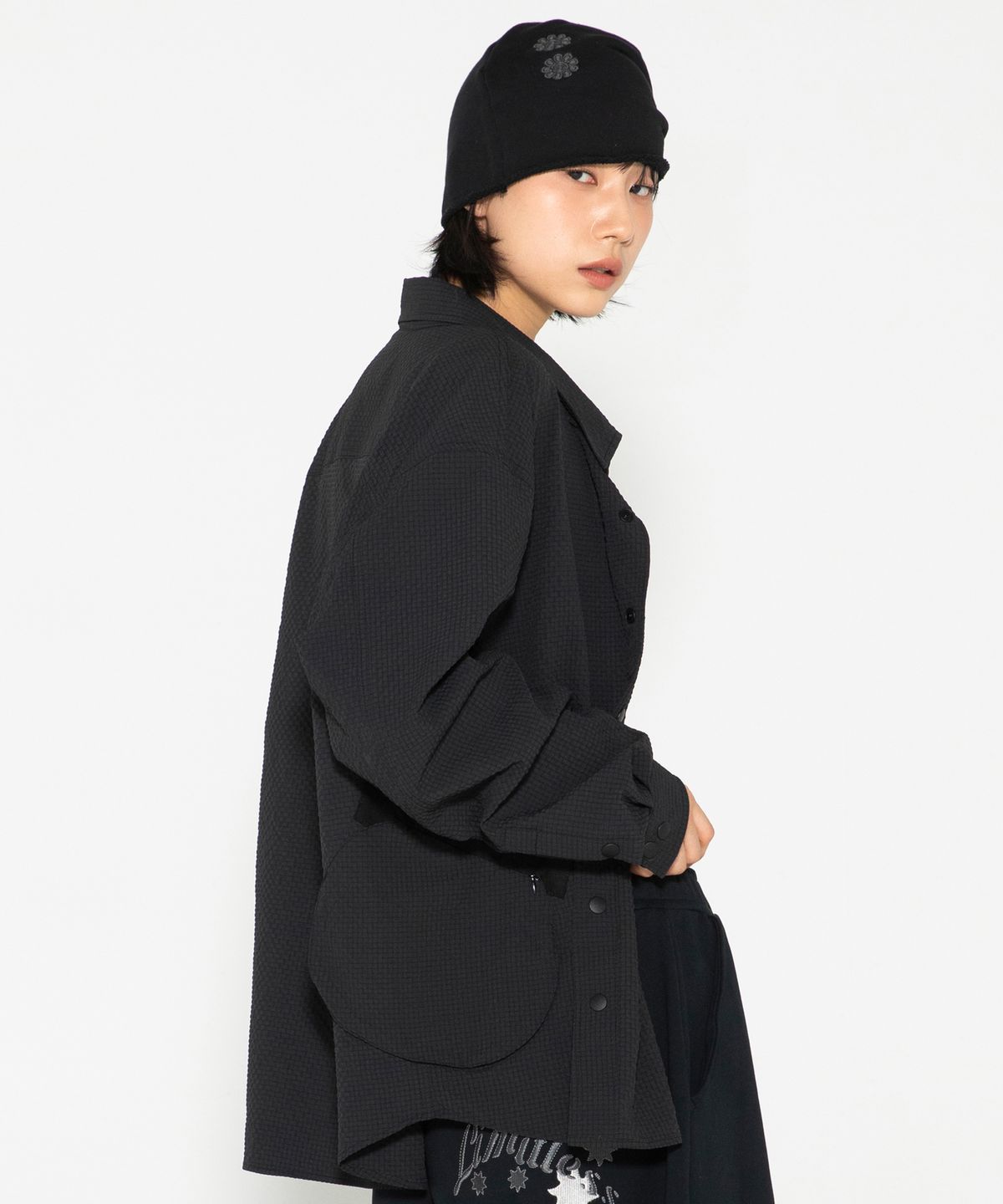 엑스톤즈(XTONZ) XTS040 유틸리티 깅엄 체크 셔츠 (BLACK)
