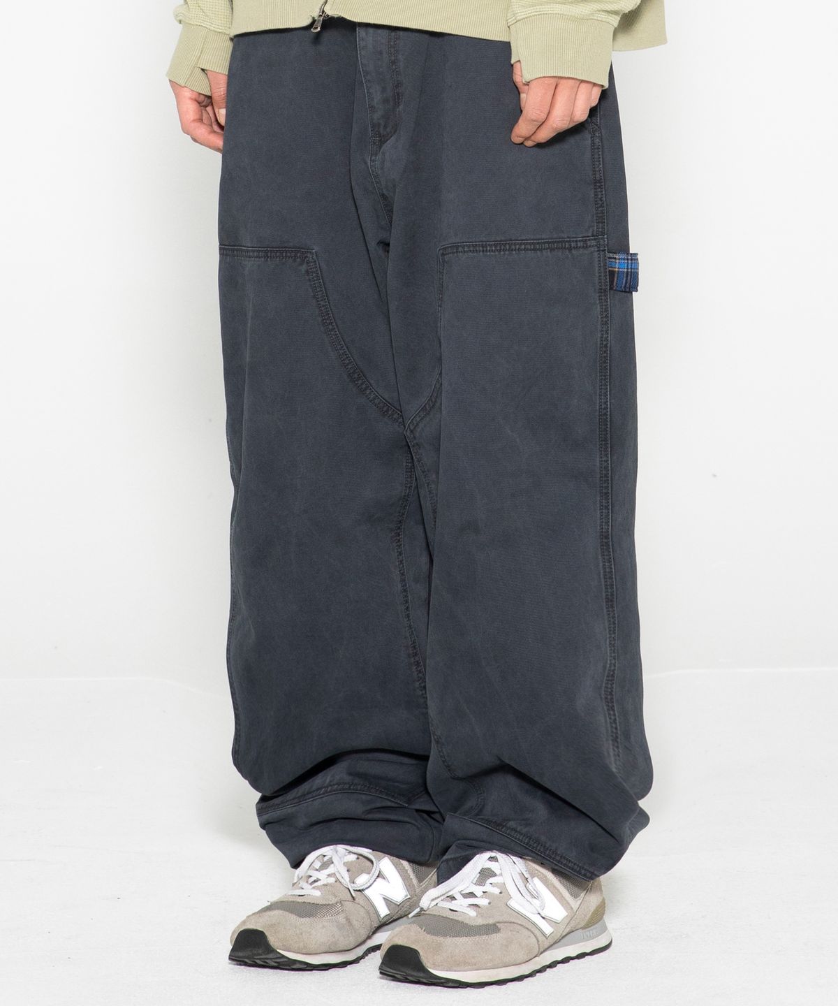 엑스톤즈(XTONZ) XP308 체크 카펜터 워싱 코튼 팬츠 (CHARCOAL)