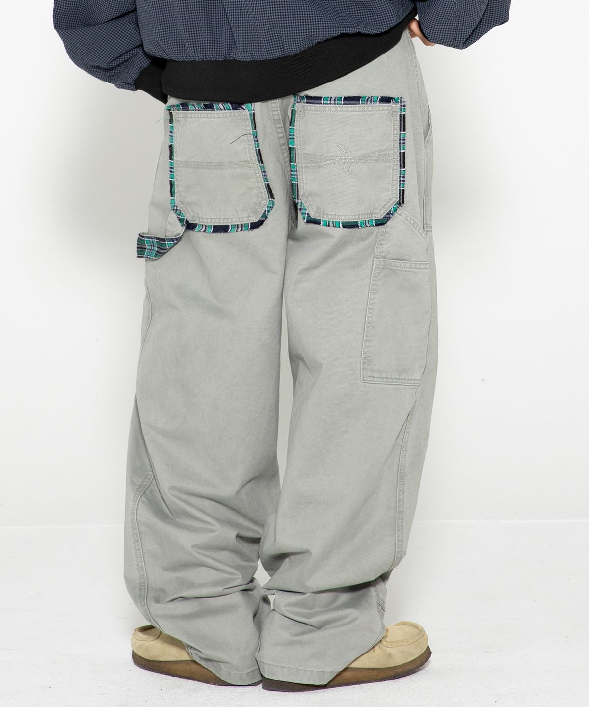 엑스톤즈(XTONZ) XP308 체크 카펜터 워싱 코튼 팬츠 (LIGHT GRAY)