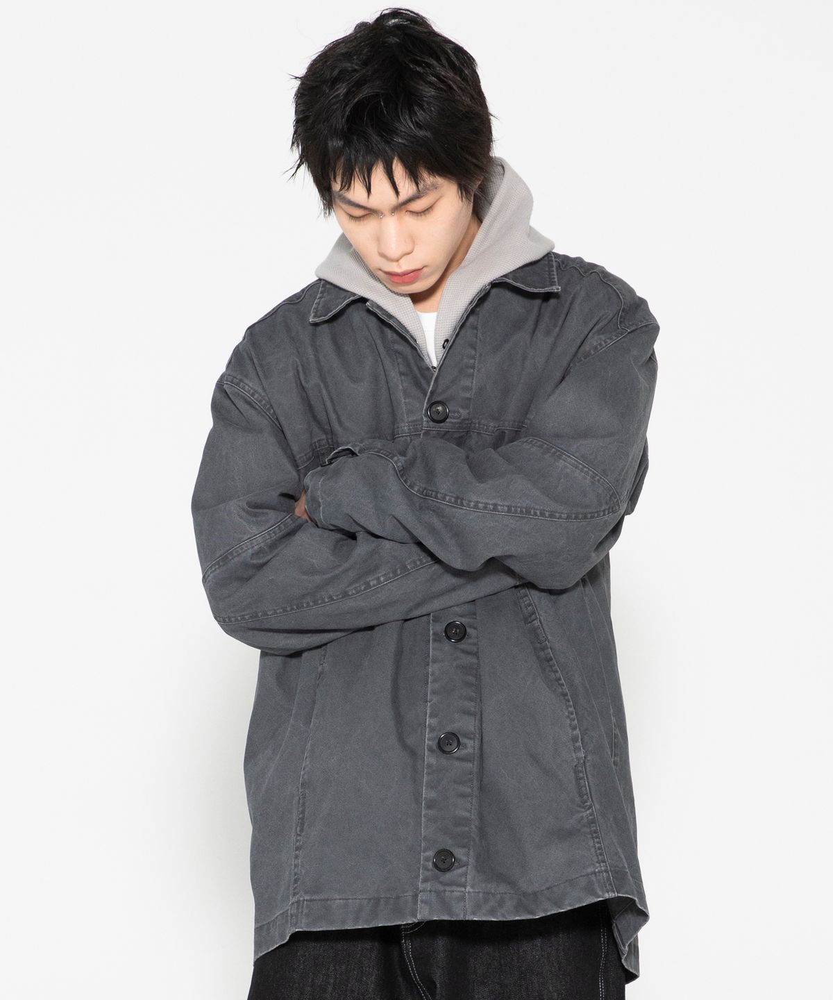 엑스톤즈(XTONZ) XJ137 빈티지 워싱 코튼 카코트 (CHARCOAL)