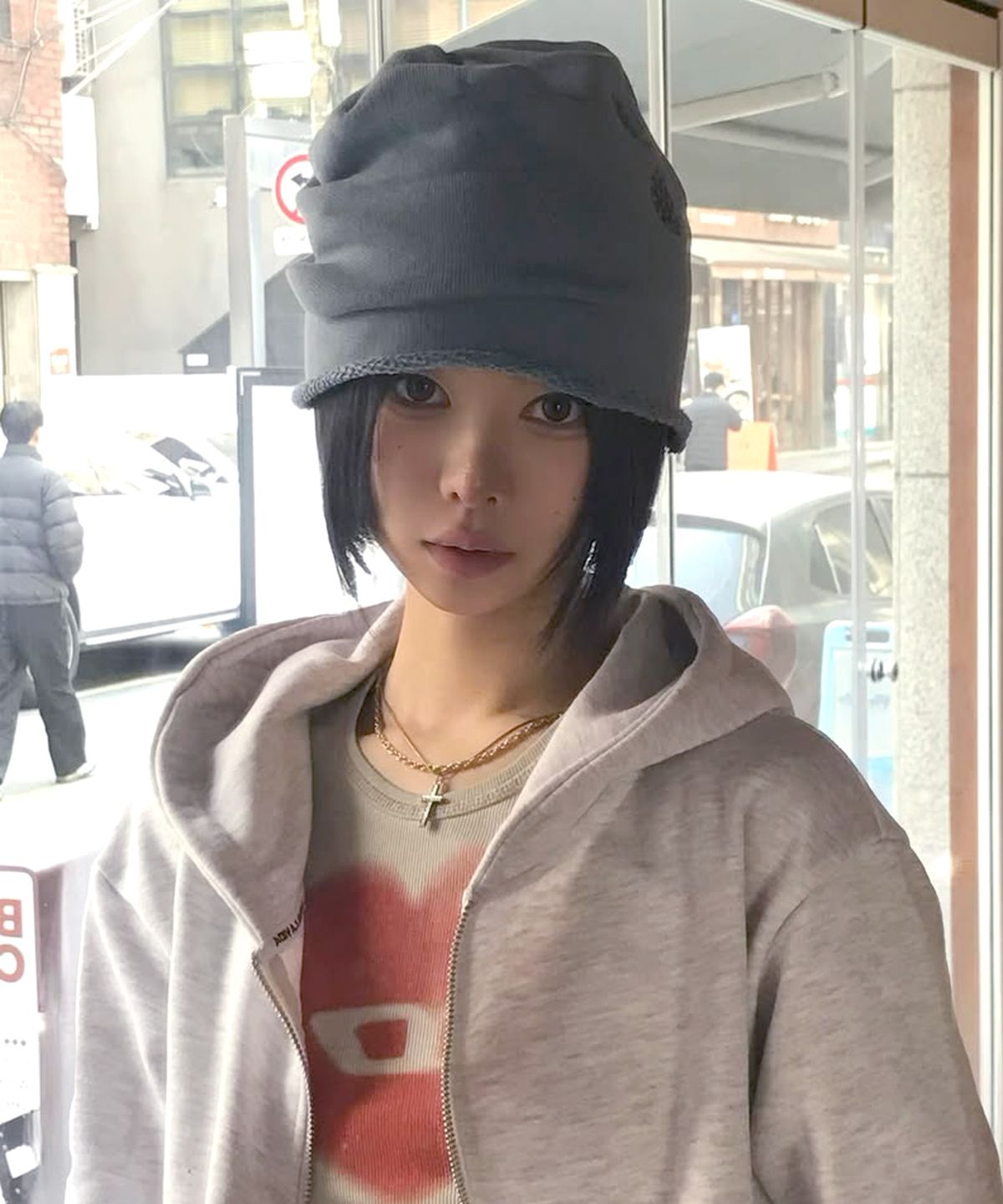 엑스톤즈(XTONZ) XTA097 블루밍 스웨트 비니 (BLUE)