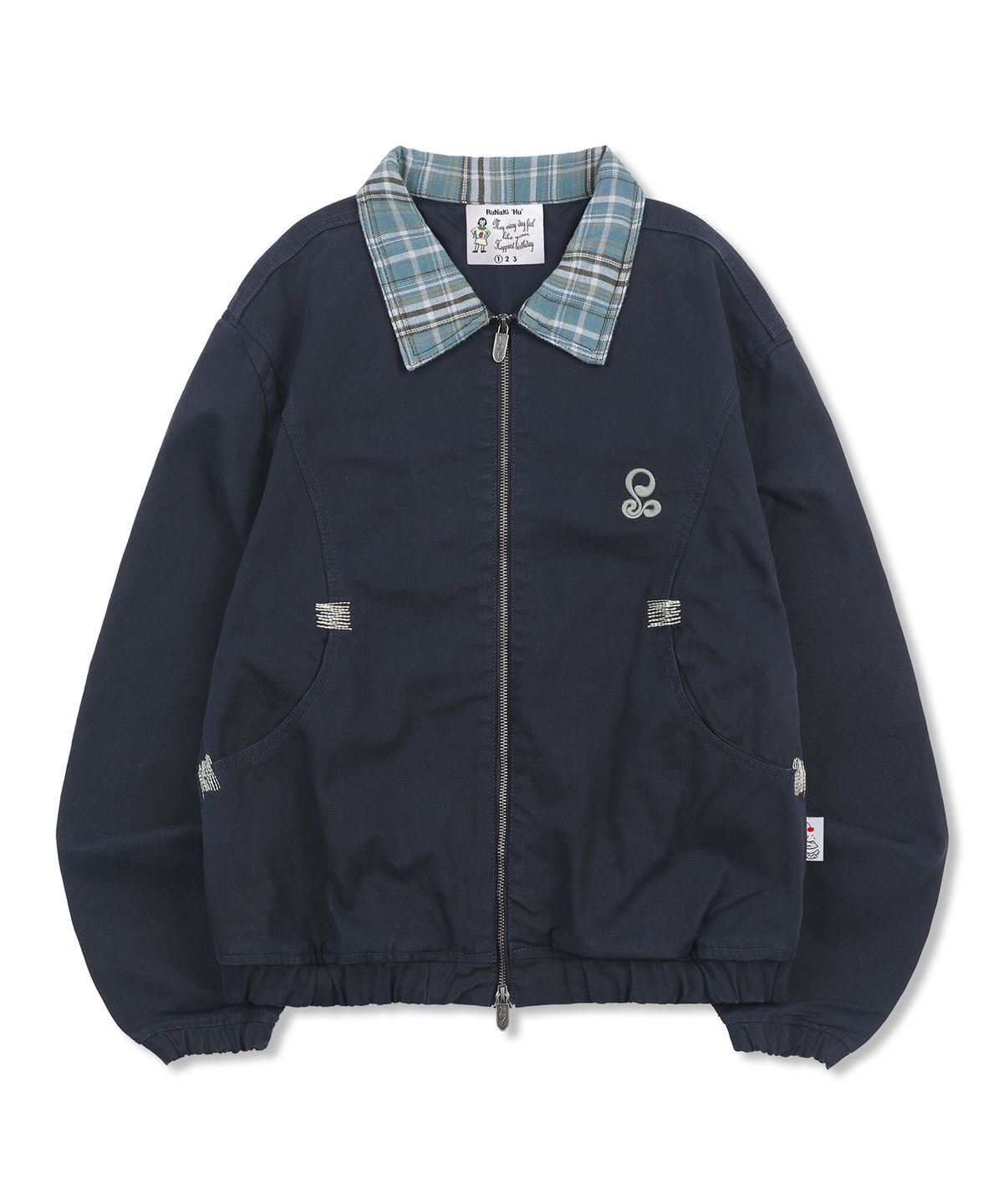 루나키후(RuNaKi'Hu') WXJ036 하루미치 체크 배색 워크자켓 (NAVY)