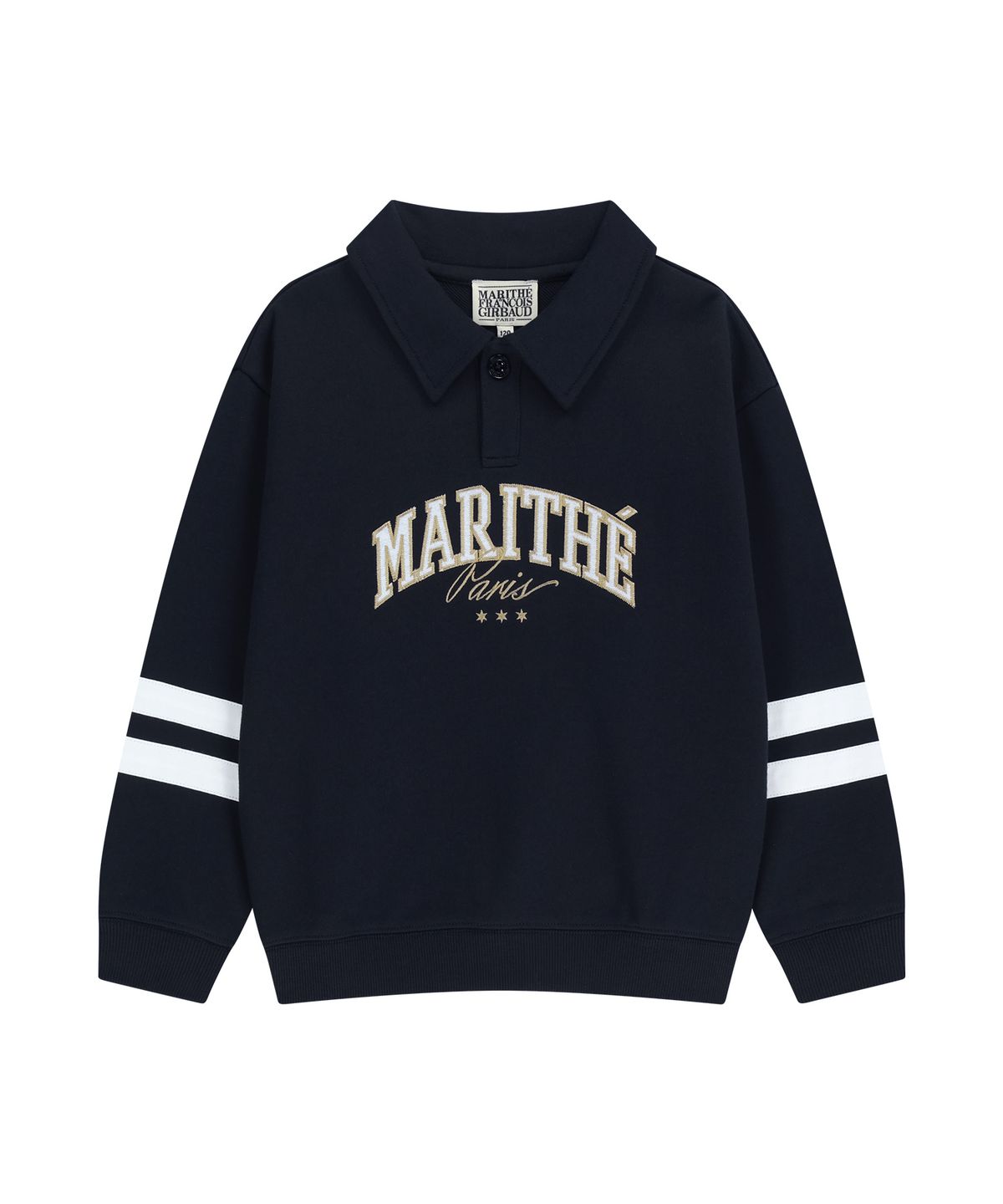 마리떼 키즈(MARITHÉ KIDS) KIDS STRIPE POINT COLLAR SWEATSHIRT navy