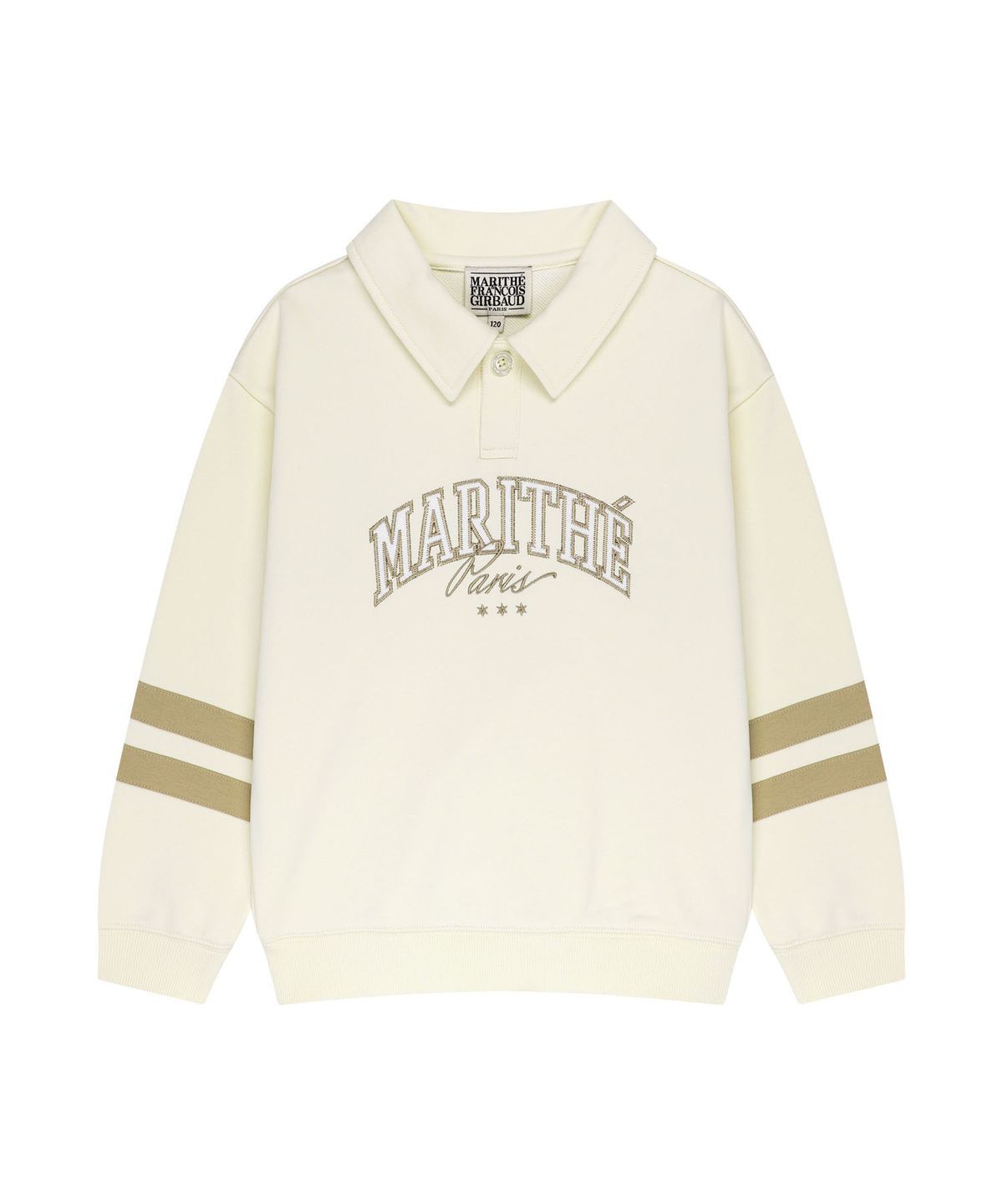 마리떼 키즈(MARITHÉ KIDS) KIDS STRIPE POINT COLLAR SWEATSHIRT ivory