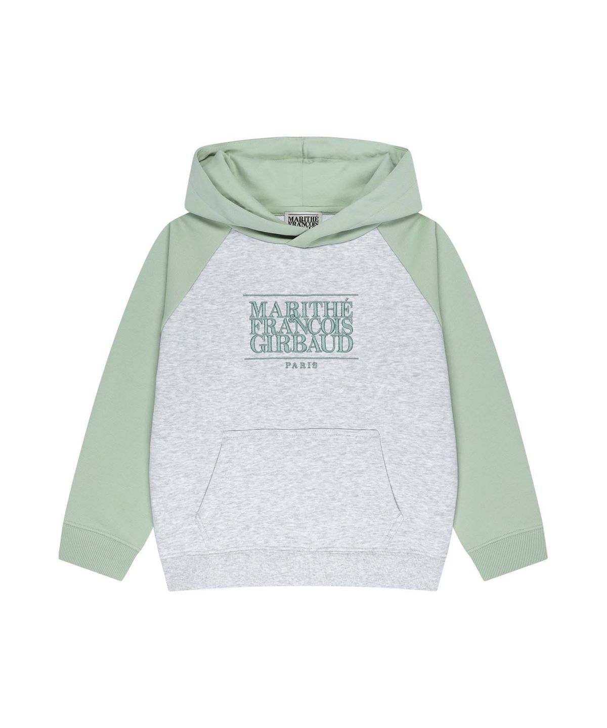 마리떼 키즈(MARITHÉ KIDS) KIDS CLASSIC LOGO COLOR BLOCK RAGLAN HOODIE gray mint