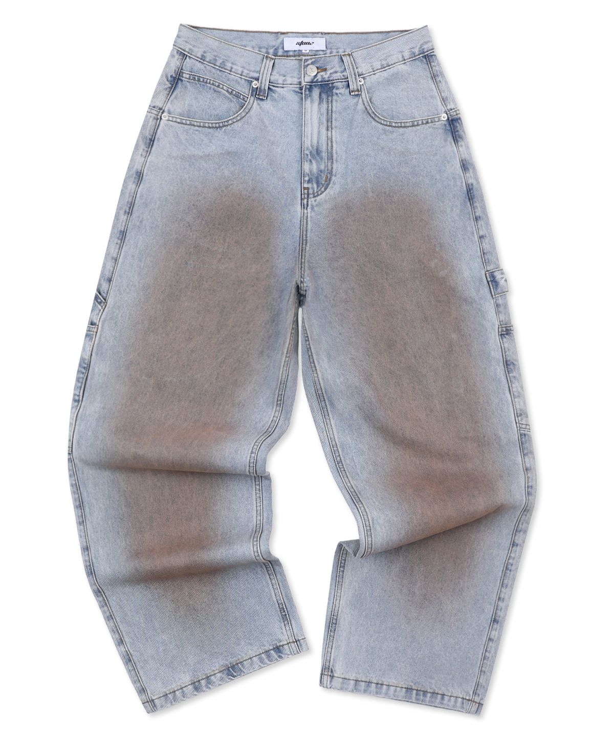 엑스톤즈(XTONZ) XP323 머드 워싱 카펜터 배기 데님 팬츠 (BLUE)