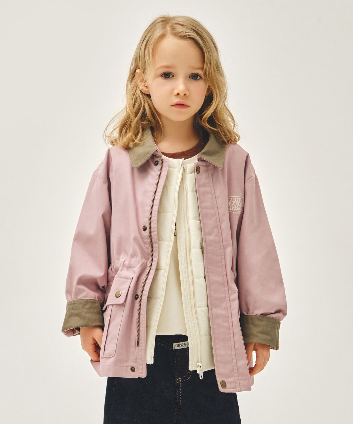 마리떼 키즈(MARITHÉ KIDS) KIDS CLASSIC LOGO DETACHABLE JACKET (VEST SET) light pink