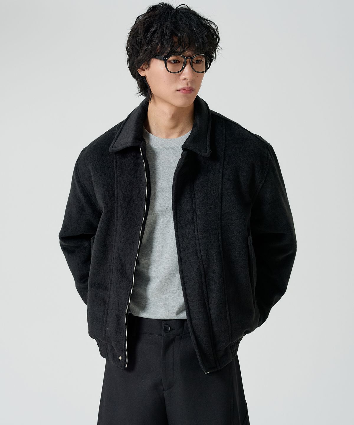 오우사(OWSA) 피치 브러시드 카라 블루종 자켓 2color