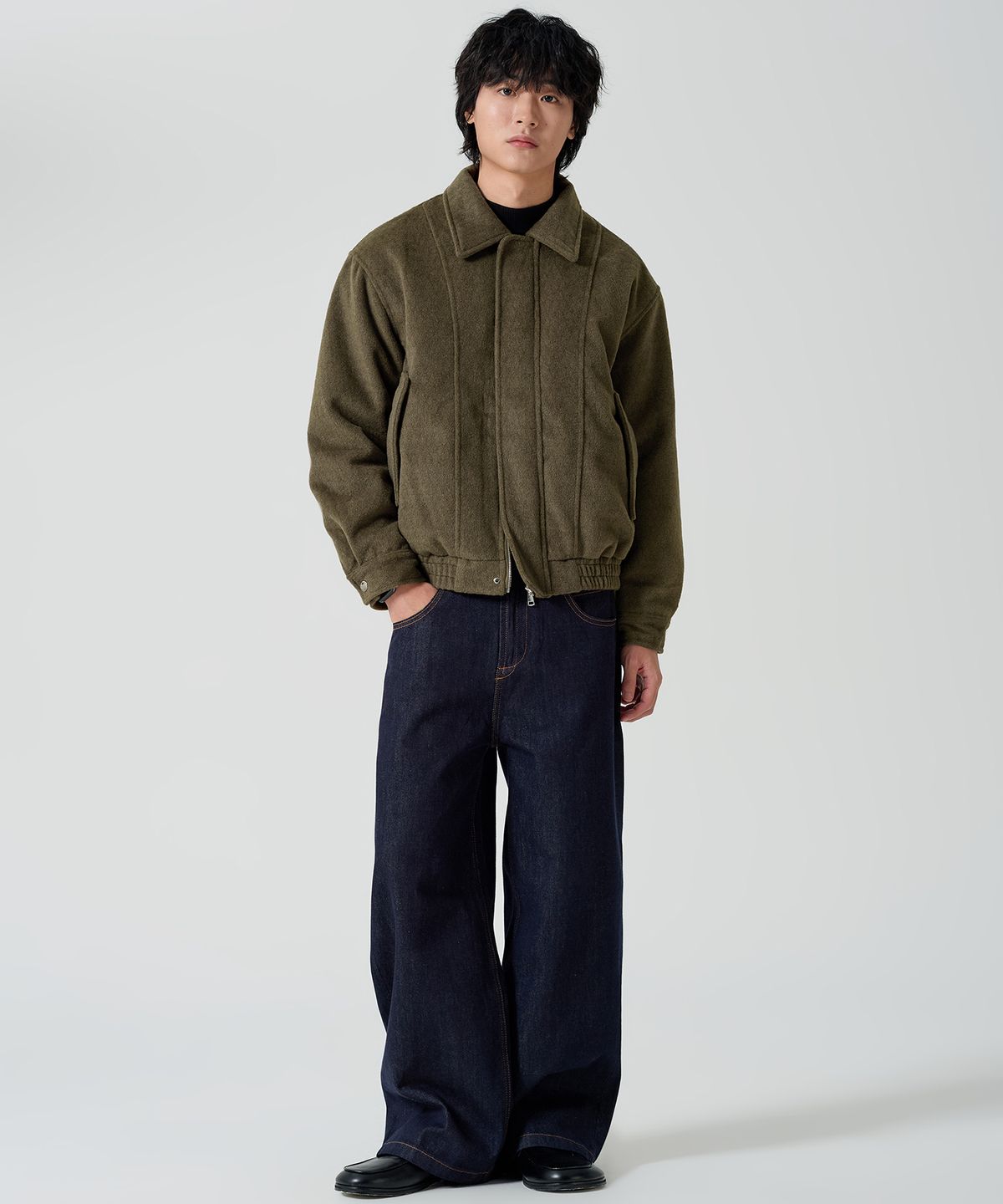 오우사(OWSA) 피치 브러시드 카라 블루종 자켓 2color