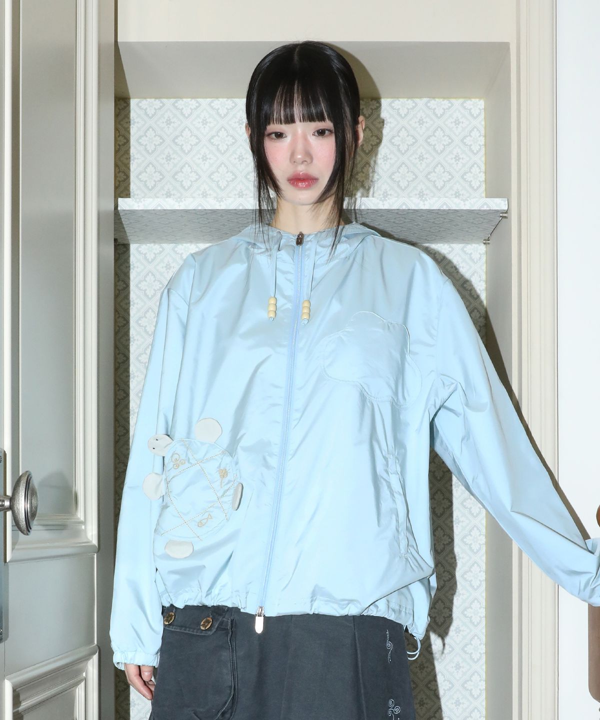 루나키후(RuNaKi'Hu') WXJ040 카메오토 프릴 윈드브레이커 (SKY BLUE)