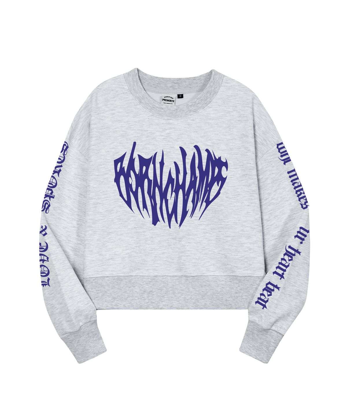 본챔스(BORN CHAMPS) [6 COLORS] 하트 트라이벌 특양면 크롭 맨투맨 B25FT09