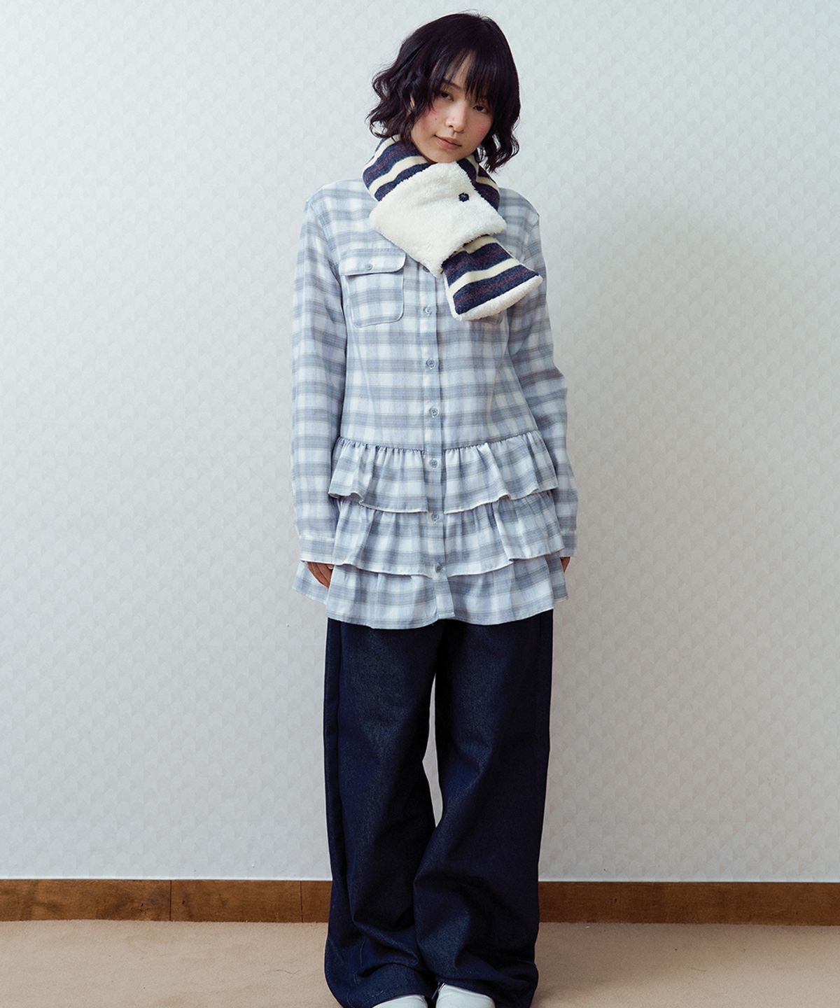 오피쉬(OAFISH) STRIPE REVERSIBLE MUFFLER, NAVY