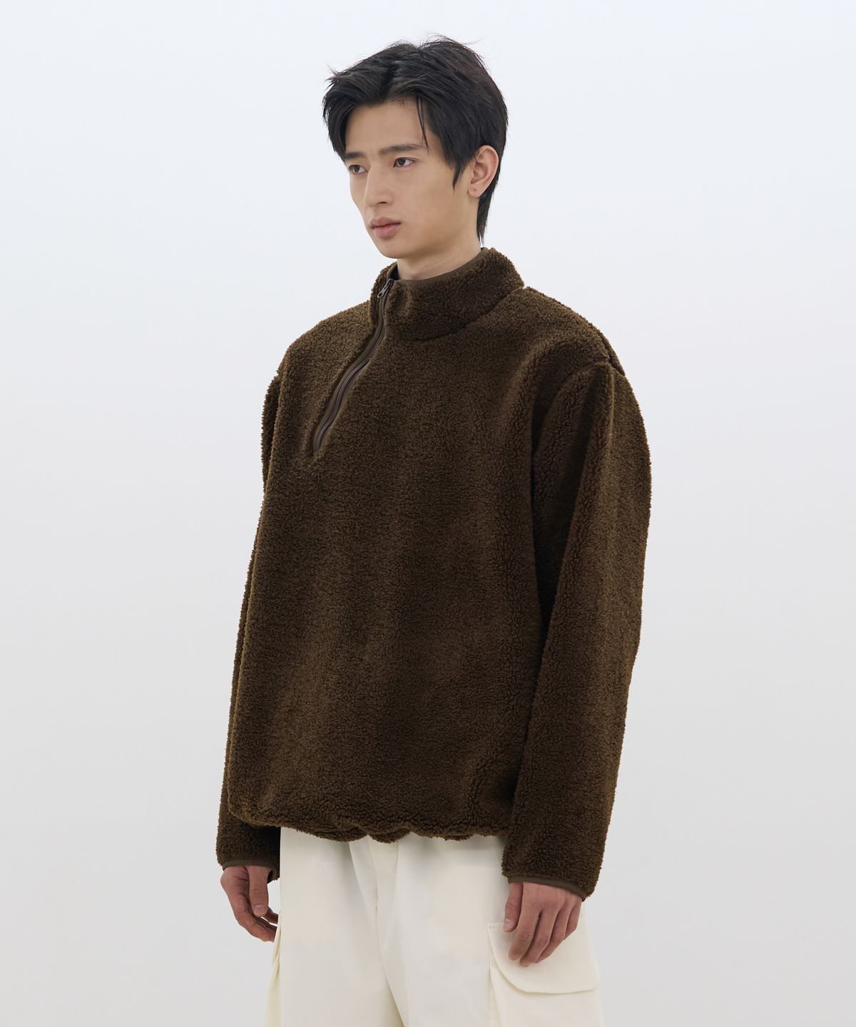 카사카사(KASAKASA) Fleece Zip Pullover Brown